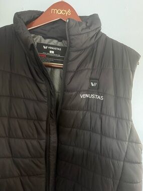 VENUS Men’s Black Quilted Vest with Stand Collar.. Electric Heated Vest
